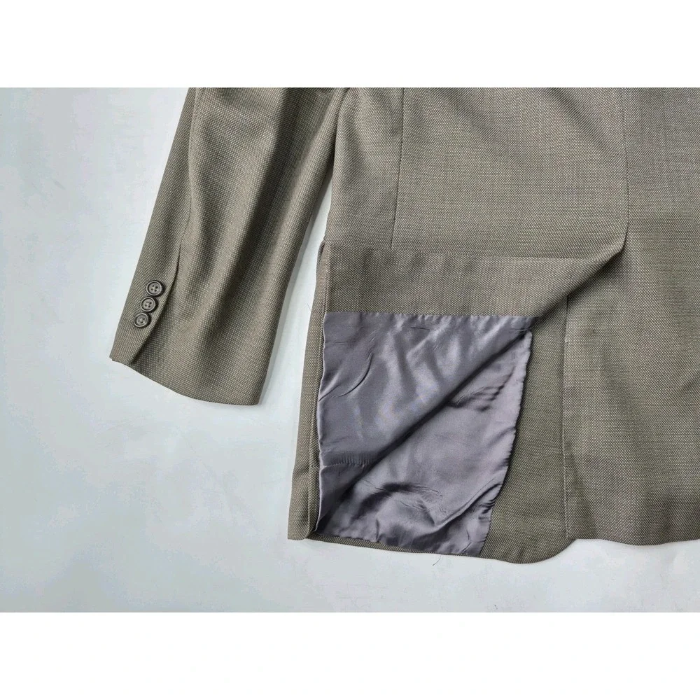 Hickey Freeman Mens Wool Sport Coat 41R Olive Green Made in USA 2 Button Jacket